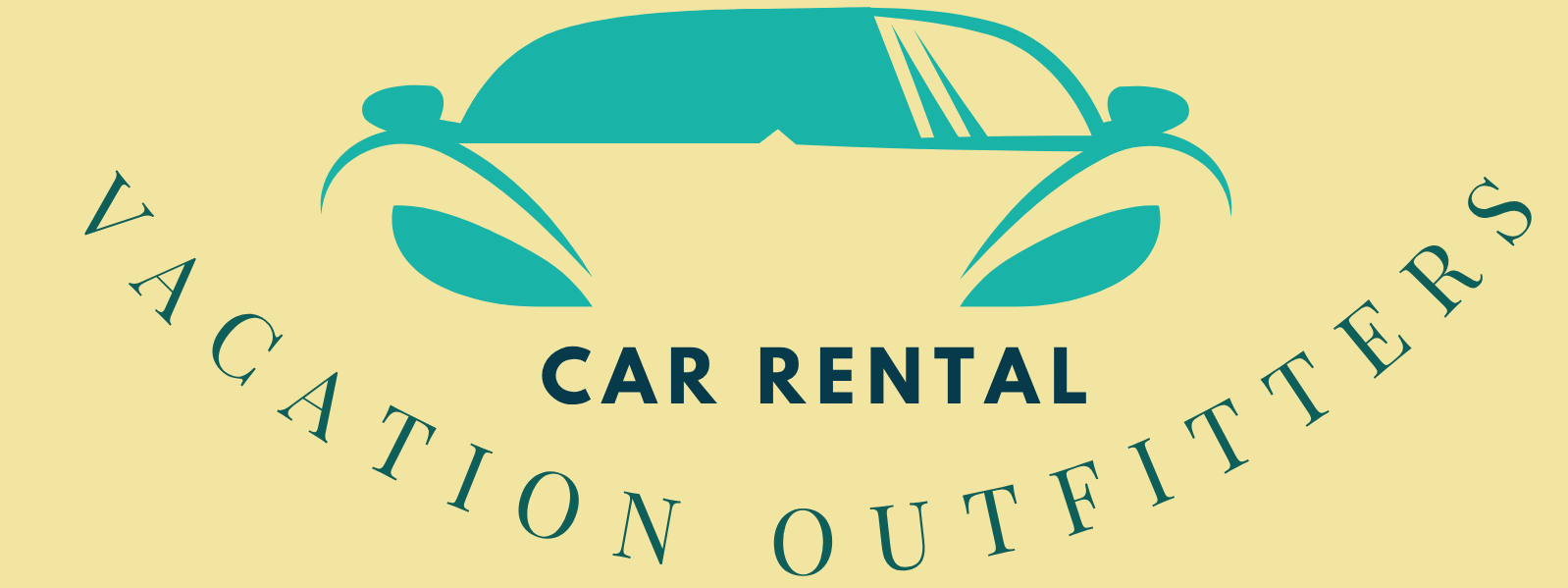 Vacation Outfitters car rental logo with a stylized turquoise car icon.
